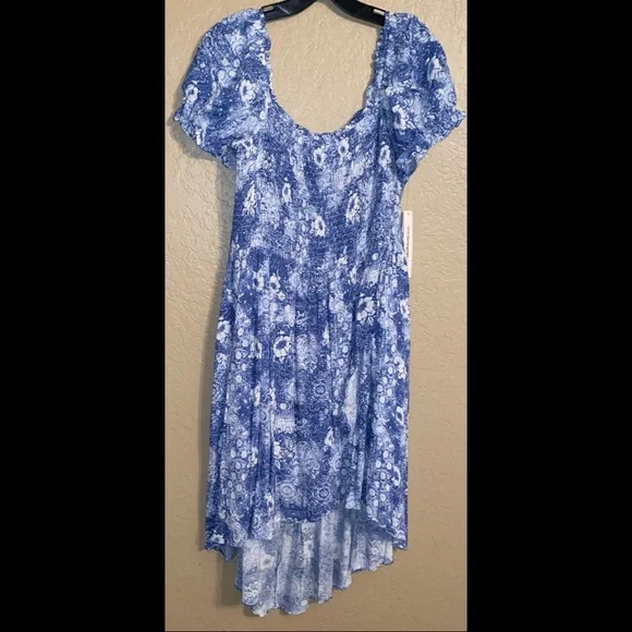 Aqua | Dresses | New Aqua By Bloomingdales Blue Floral Asymmetrical Dress |  Poshmark